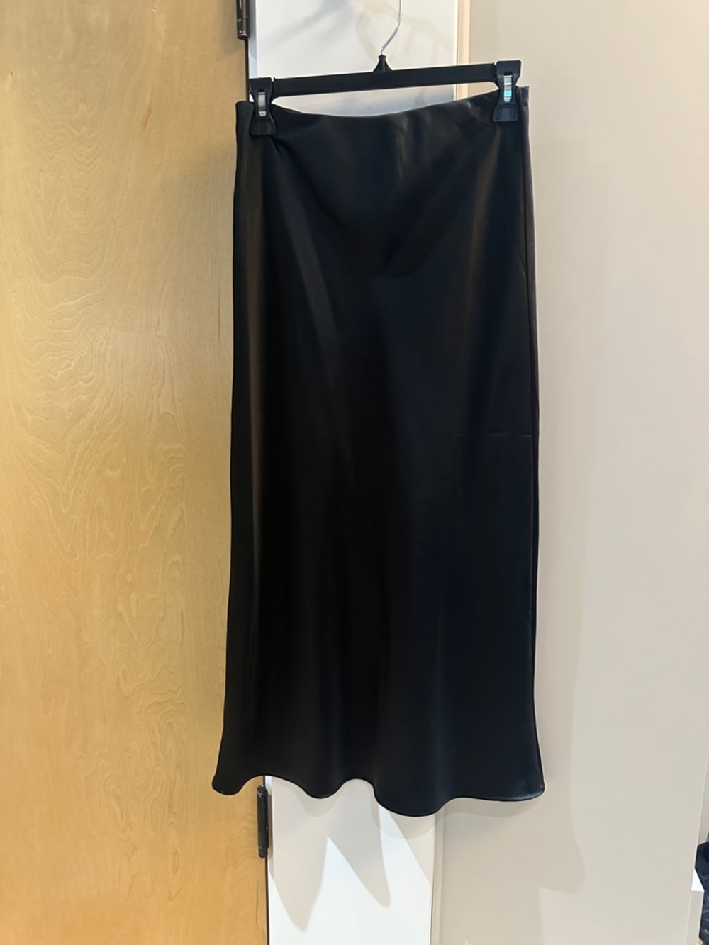 Mango Black Satin Midi Skirt - Sleek Women's Slip Skirt